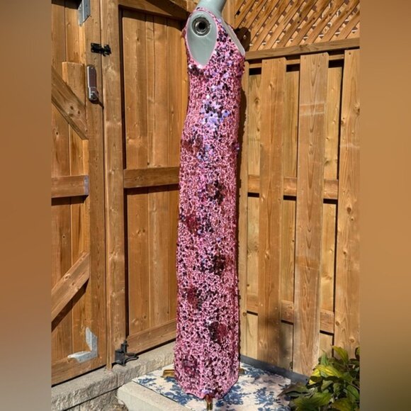 🆕 SIMKHAI 🧿 NWOT Bex Sequined Embellished Maxi Dress, Sorbet Pink - Sz US 8 - Picture 9 of 13